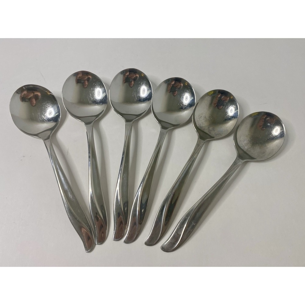 International Silver Rogers Impression Round Gumbo Soup Spoon Lot 6 Replacements
